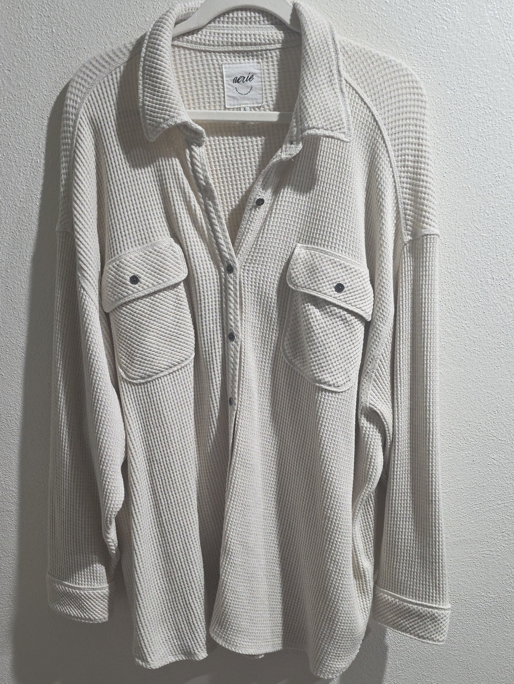 Aerie  Button Down Thermal Weave Top